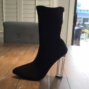 Lucite heel sock boot